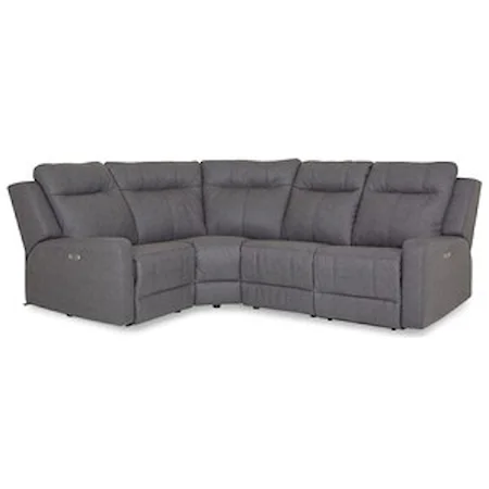 Contemporary 4-Piece Power Reclining Sectional with Power Headrest